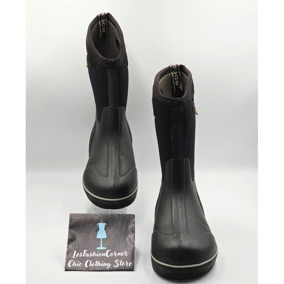 Bogs Youth Black Classic II Solid Waterproof Insulated Rain Snow Boots Sz 4 2915 - Picture 3 of 16